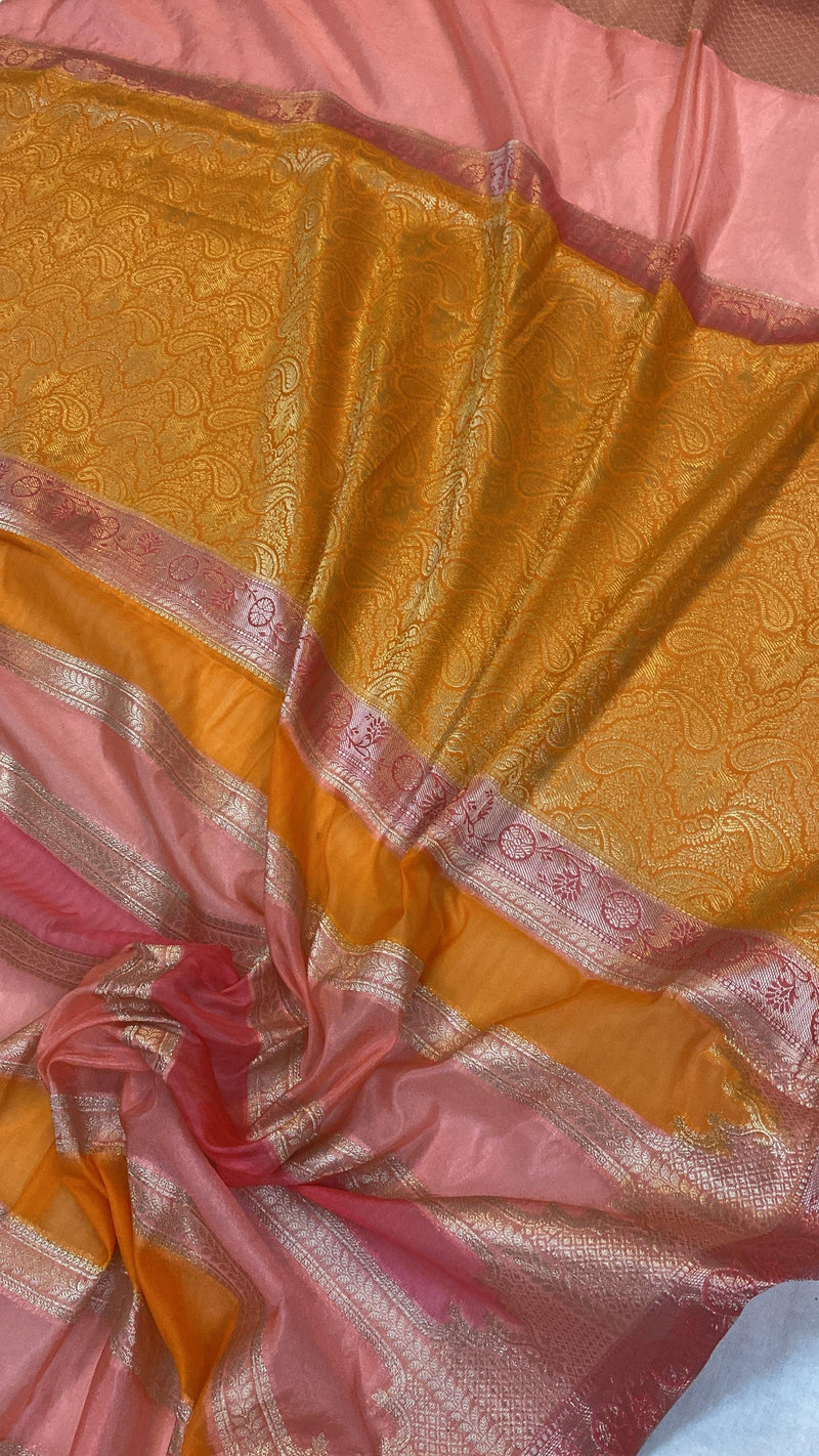 Handwoven Pink Rangkaat Banarasi Silk Sari by Shades Of Benares - banarasi - banarasi saree shop