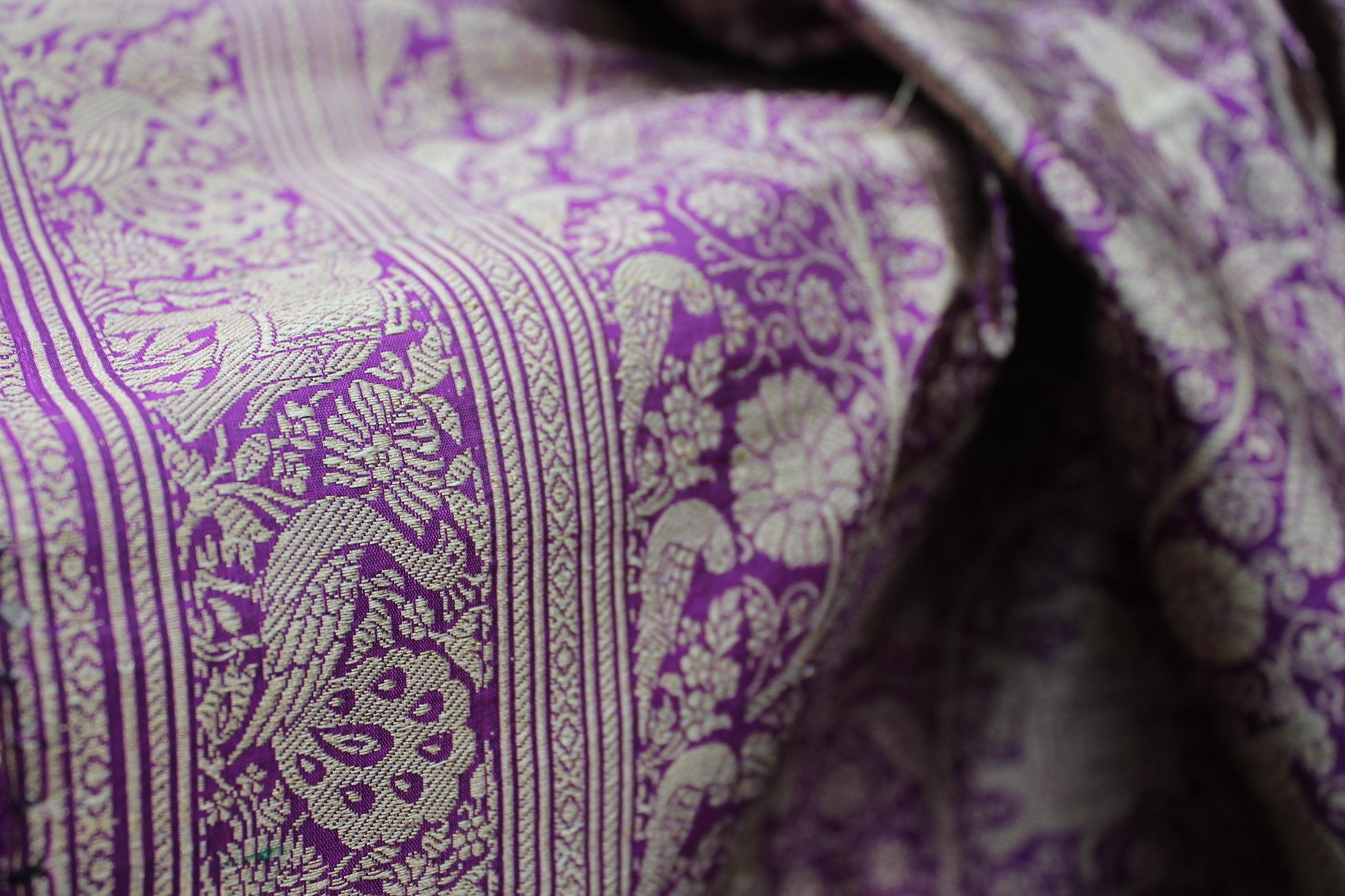 Handwoven Purple Pure Banarasi Silk Sari by Shades Of Benares - banarasi - banarasi saree shop