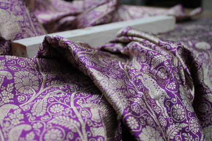 Handwoven Purple Pure Banarasi Silk Sari by Shades Of Benares - banarasi - banarasi saree shop