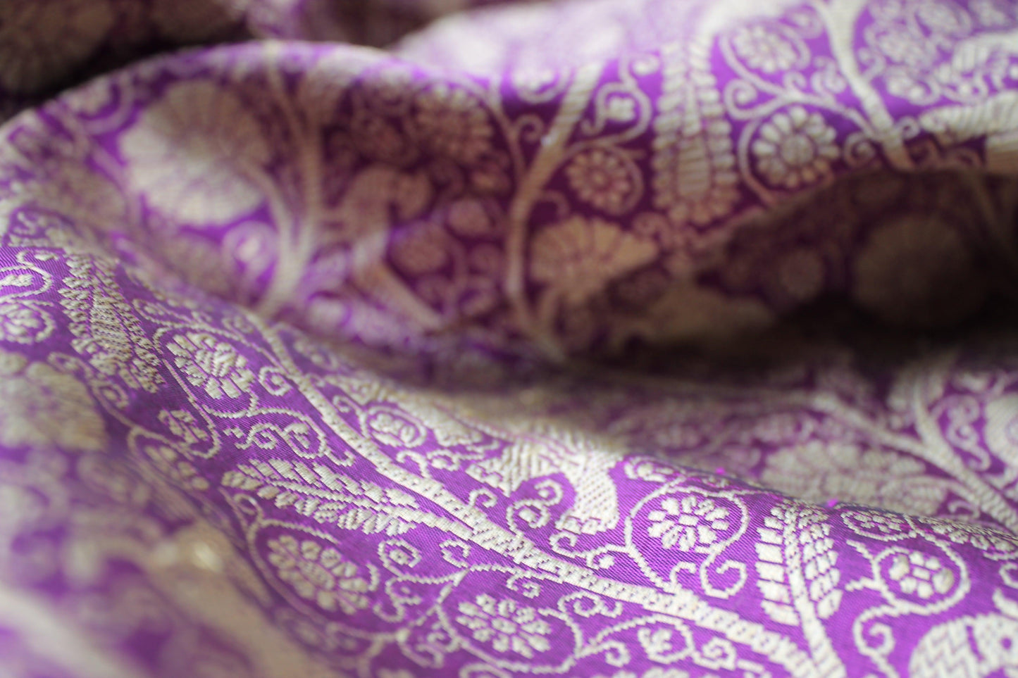 Handwoven Purple Pure Banarasi Silk Sari by Shades Of Benares - banarasi - banarasi saree shop