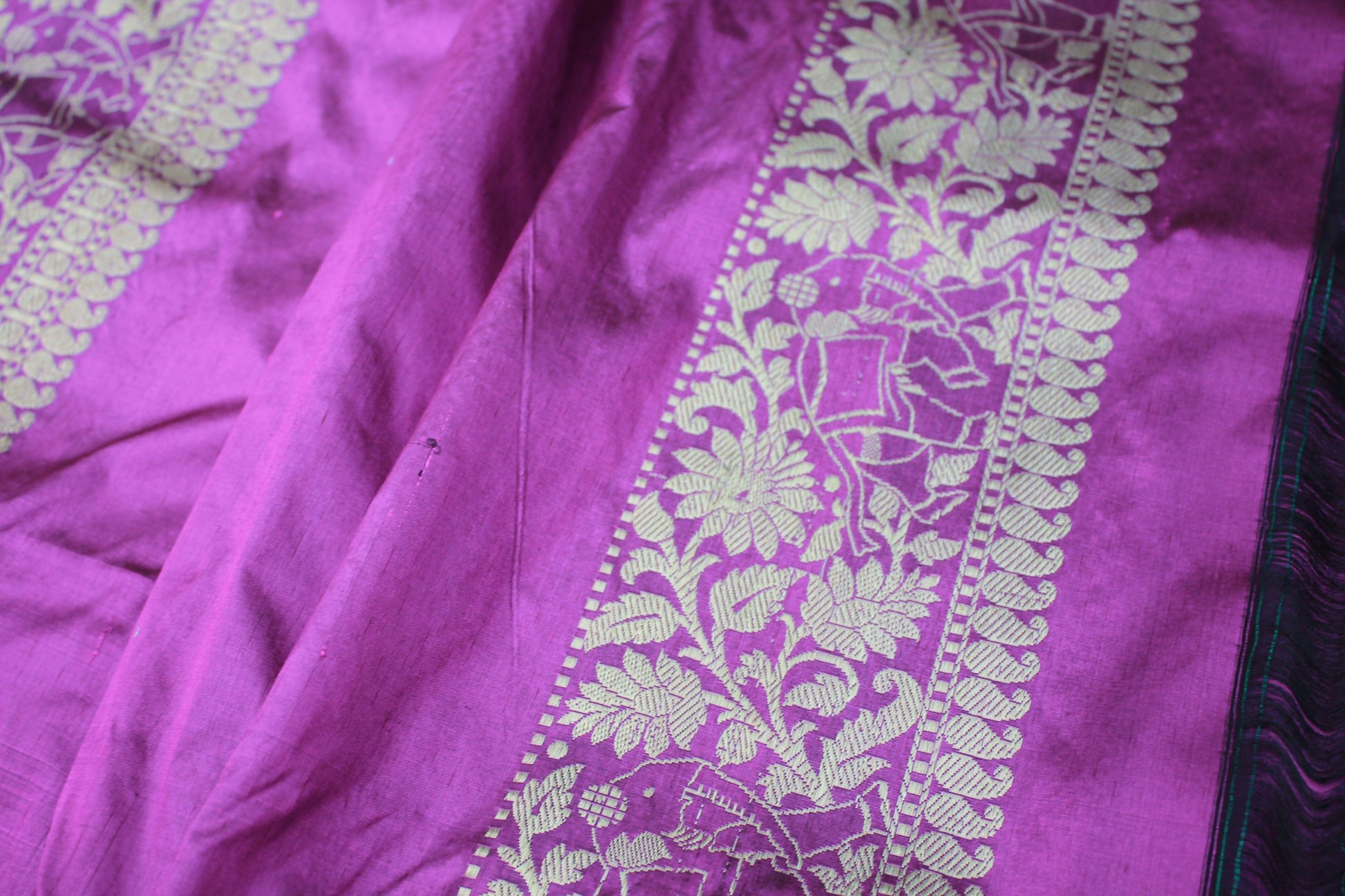 Handwoven Purple Pure Banarasi Silk Sari by Shades Of Benares - banarasi - banarasi saree shop