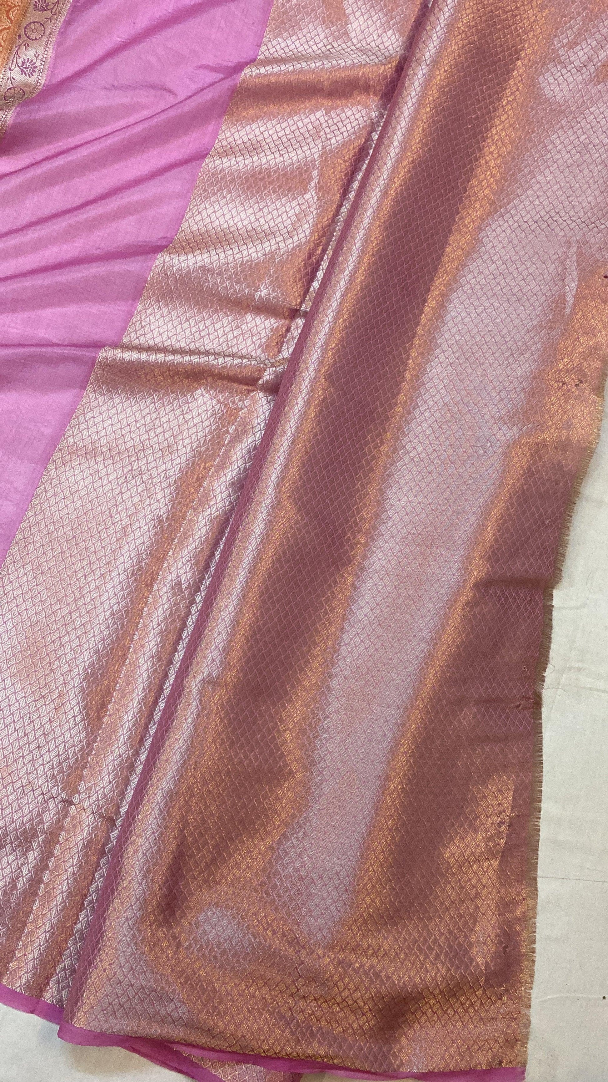 Handwoven Purple Rangkaat Banarasi Silk Sari by Shades Of Benares - banarasi - banarasi saree shop