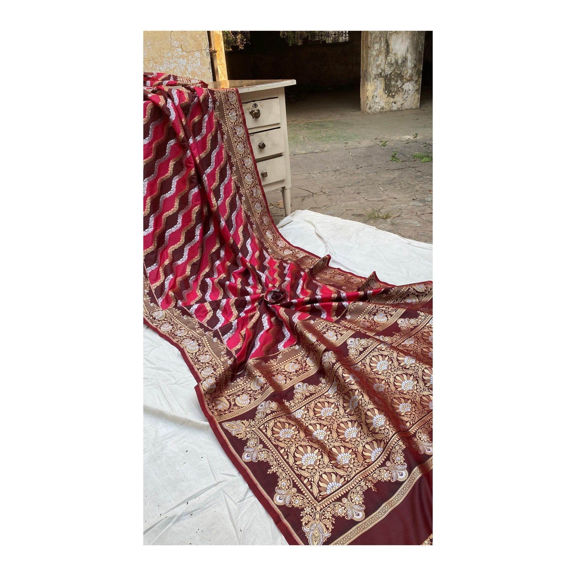 Handwoven Rangkaat Pure Banarasi Katan Silk Sari by Shades Of Benares - banarasi - banarasi saree shop