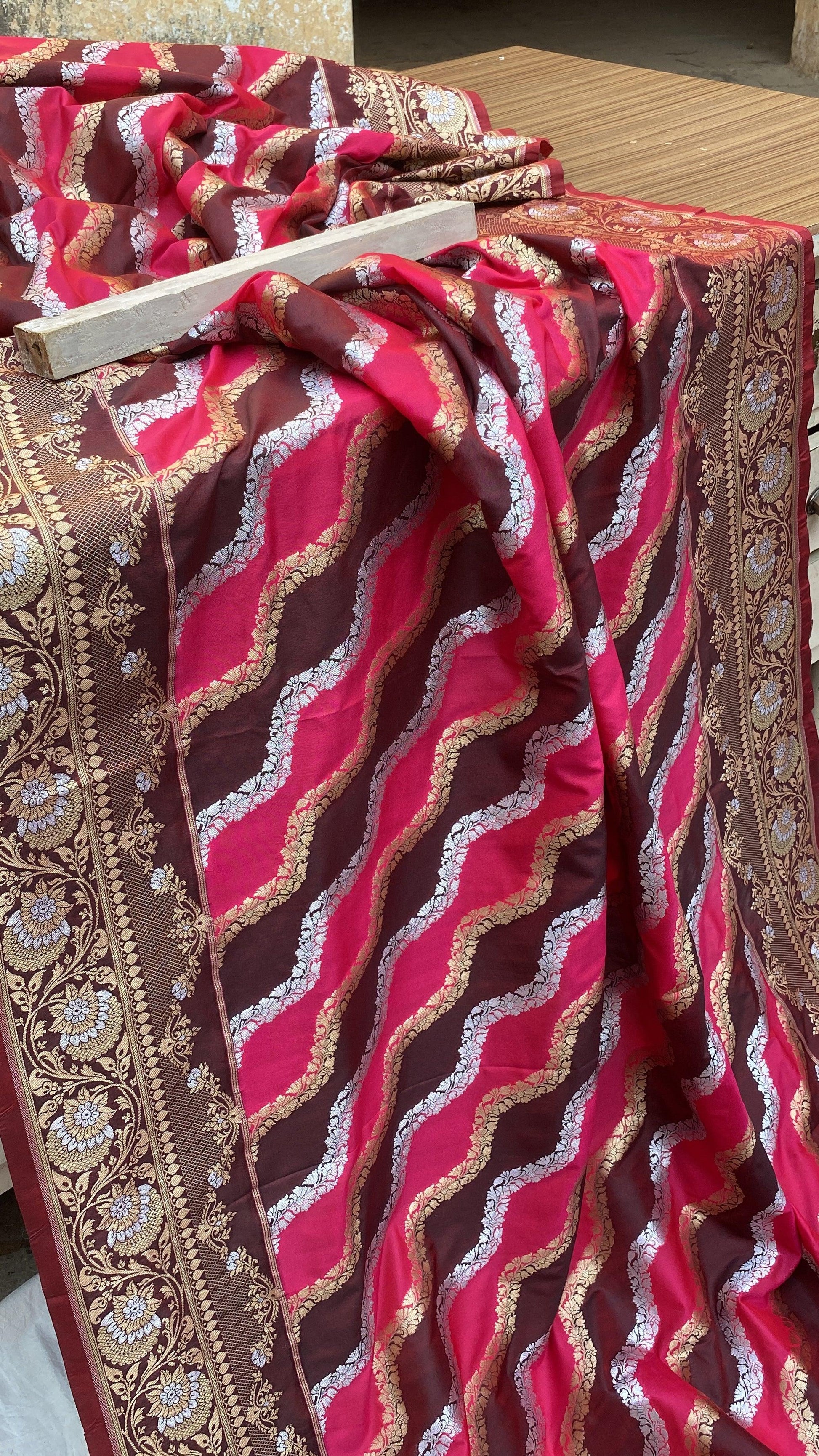 Handwoven Rangkaat Pure Banarasi Katan Silk Sari by Shades Of Benares - banarasi - banarasi saree shop