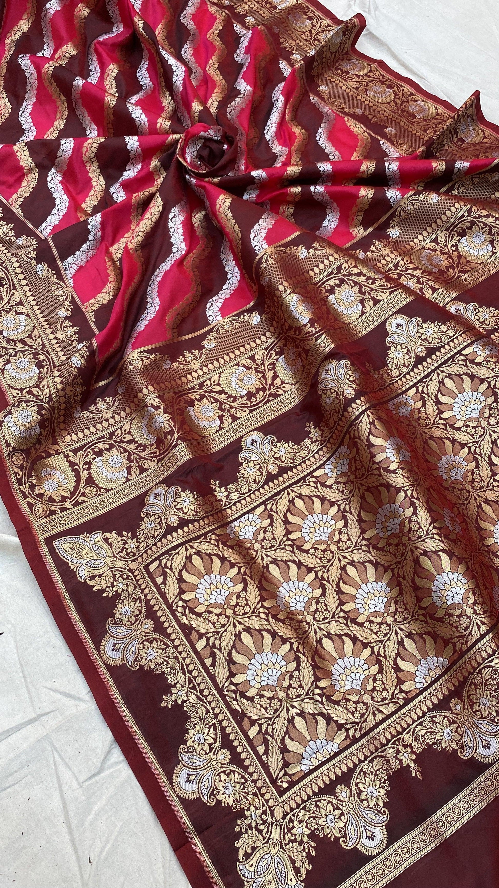 Handwoven Rangkaat Pure Banarasi Katan Silk Sari by Shades Of Benares - banarasi - banarasi saree shop