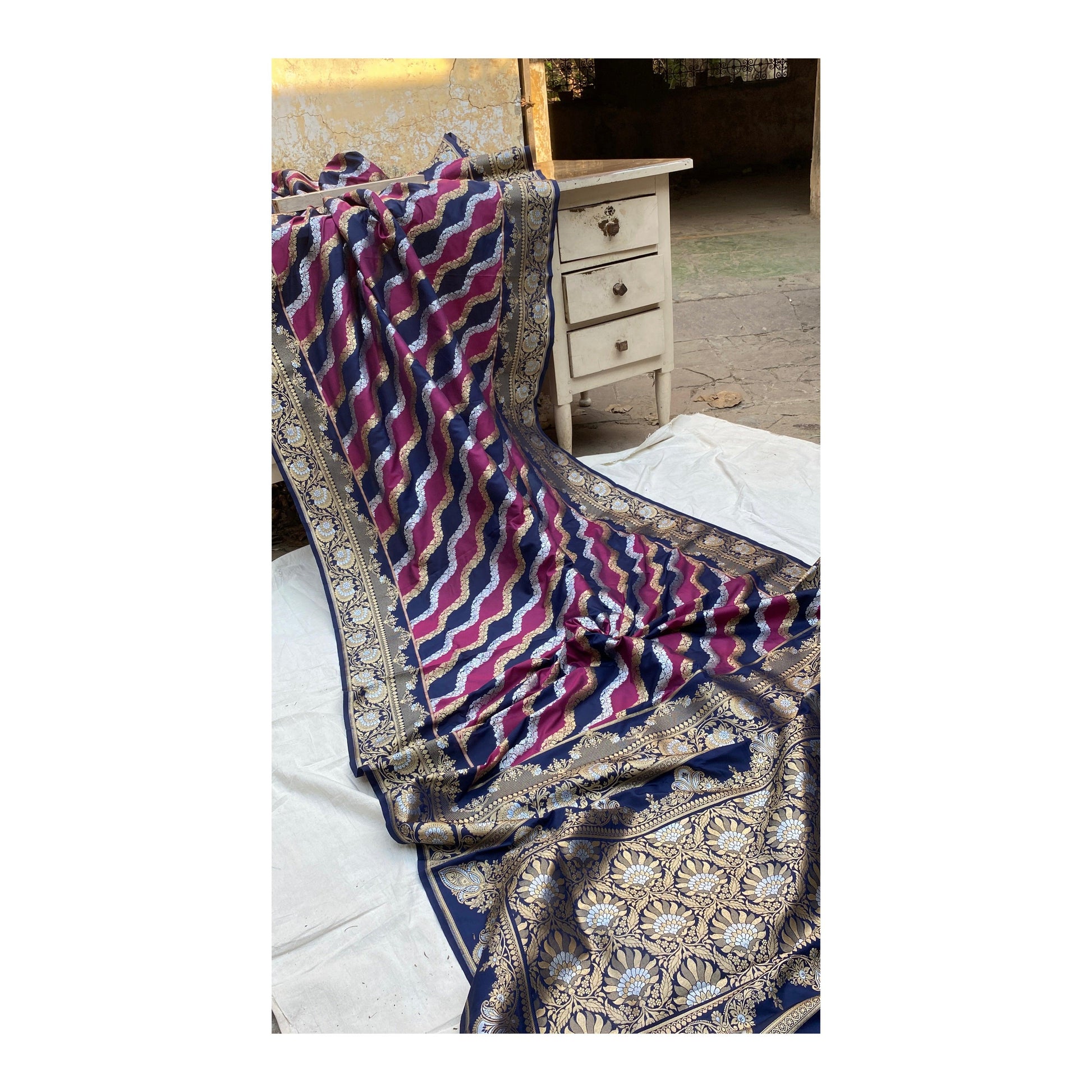 Handwoven Rangkaat Pure Banarasi Silk Sari by Shades Of Benares - banarasi - banarasi saree shop