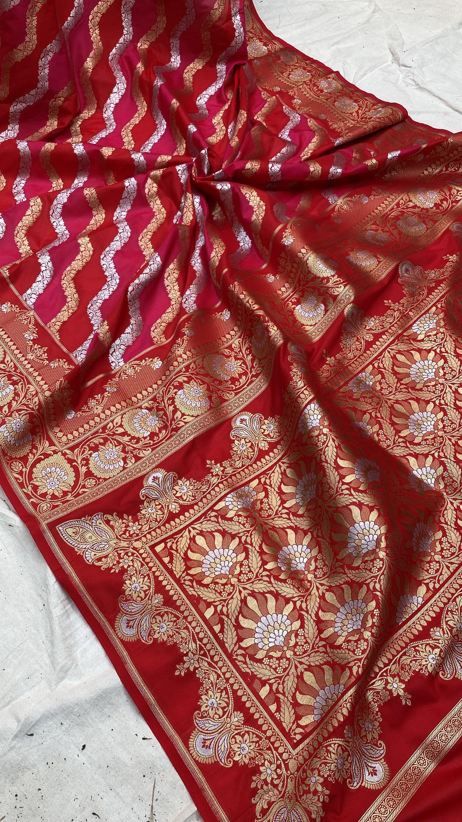 Handwoven Rangkaat Pure Banarasi Silk Sari by Shades Of Benares - banarasi - banarasi saree shop