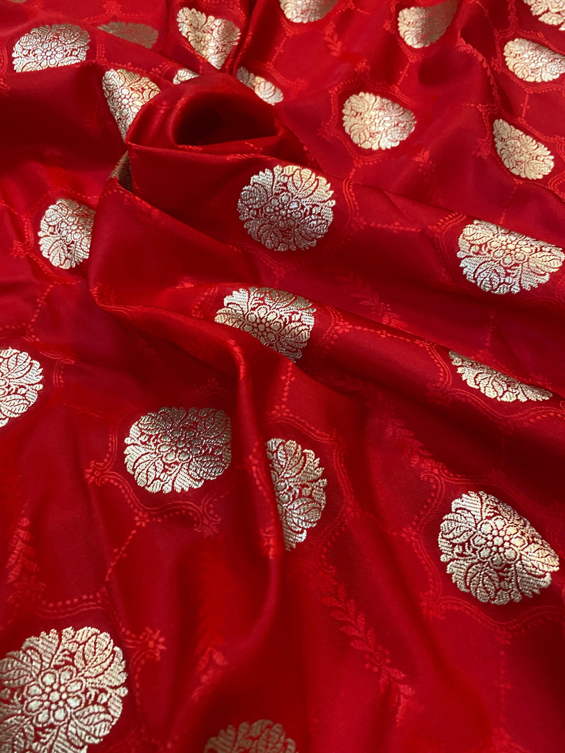 Handwoven Red Pure Banarasi Silk Sari by Shades Of Benares - banarasi - banarasi saree shop