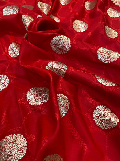 Handwoven Red Pure Banarasi Silk Sari by Shades Of Benares - banarasi - banarasi saree shop