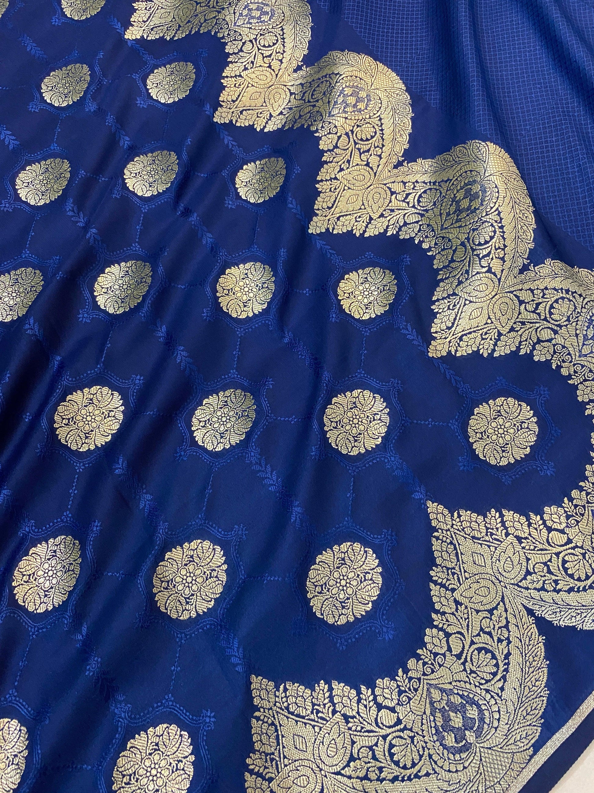 Handwoven Royal Blue Pure Banarasi Silk Sari by Shades Of Benares - banarasi - banarasi saree shop