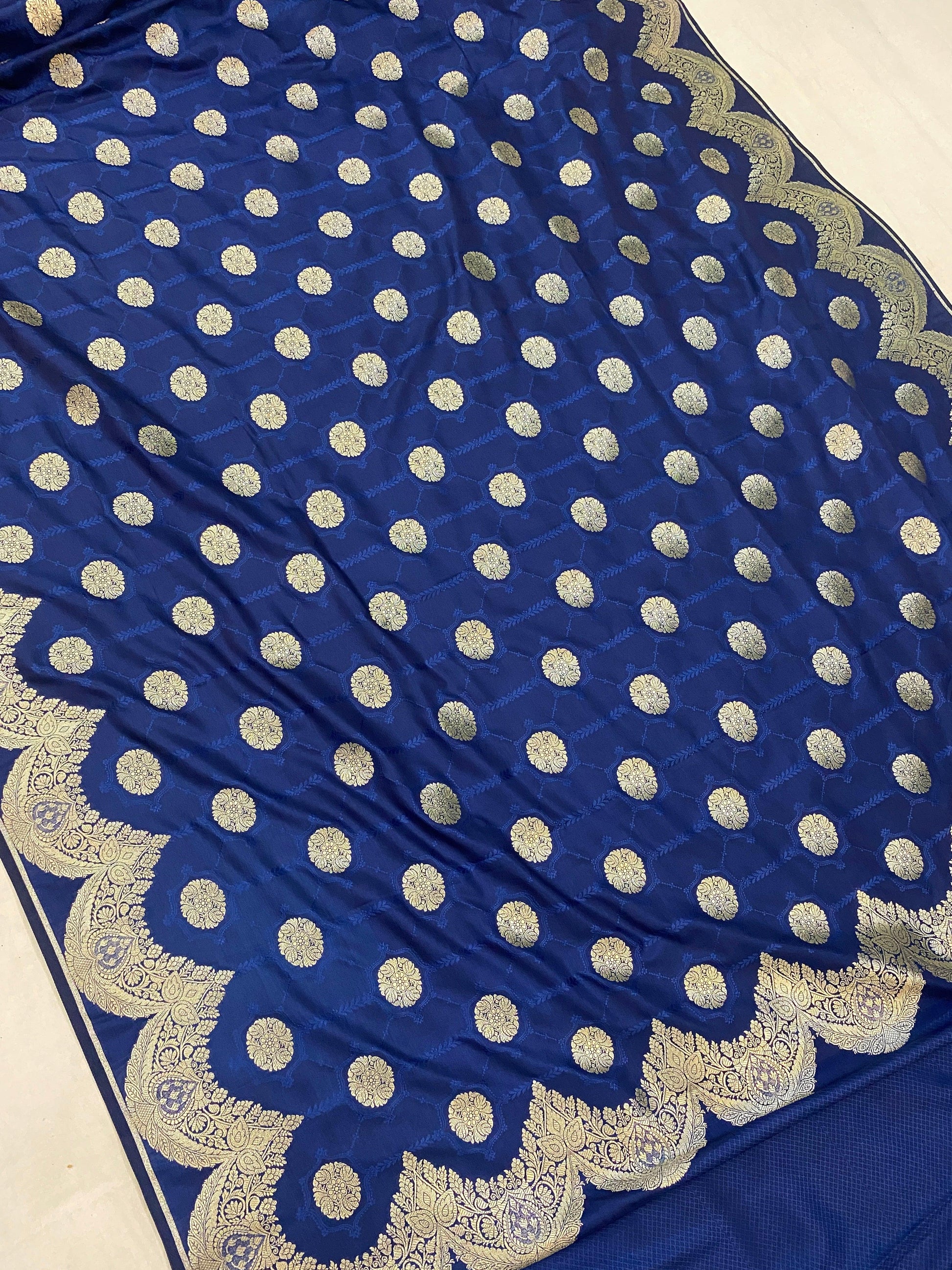 Handwoven Royal Blue Pure Banarasi Silk Sari by Shades Of Benares - banarasi - banarasi saree shop