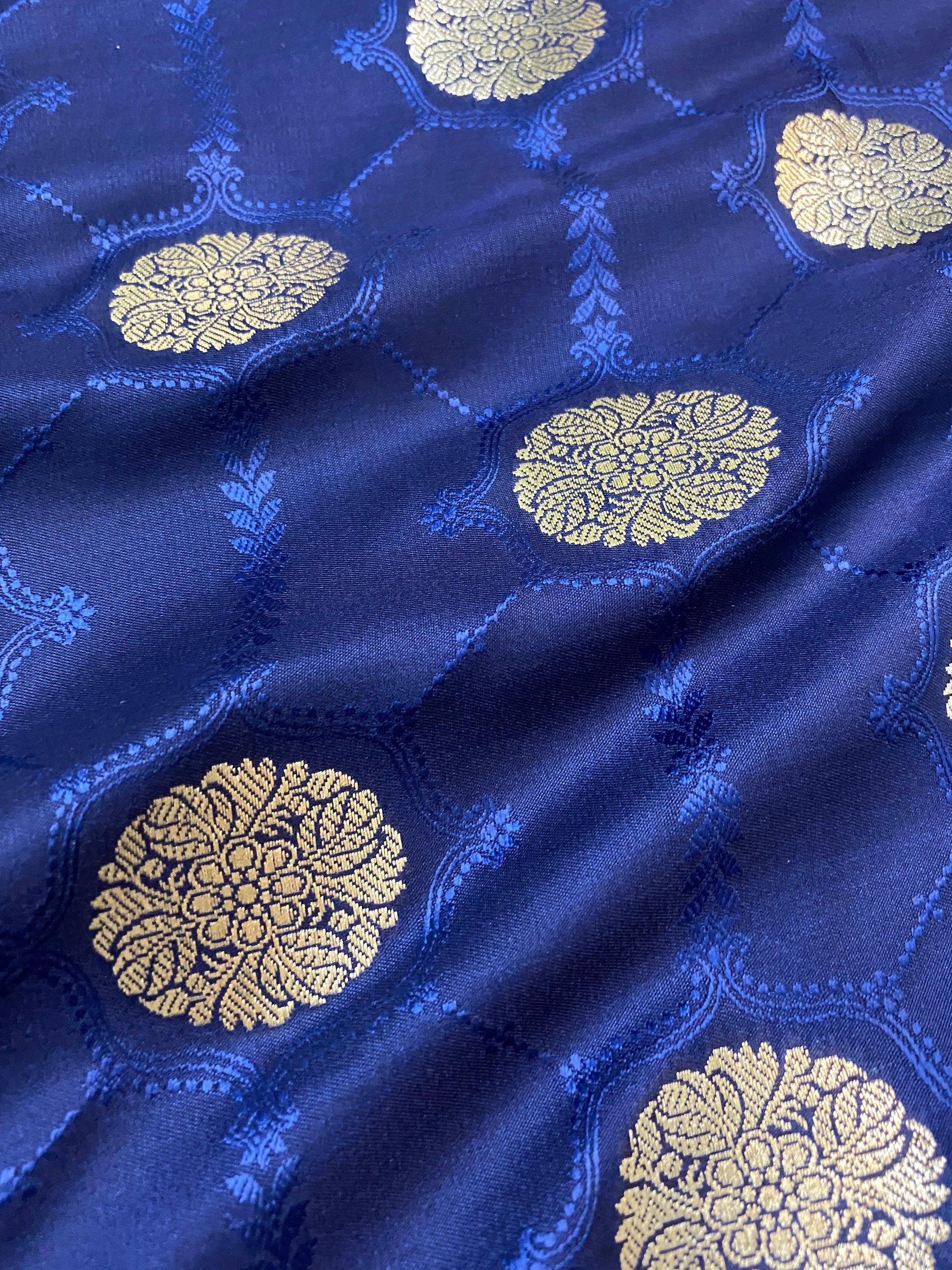 Handwoven Royal Blue Pure Banarasi Silk Sari by Shades Of Benares - banarasi - banarasi saree shop