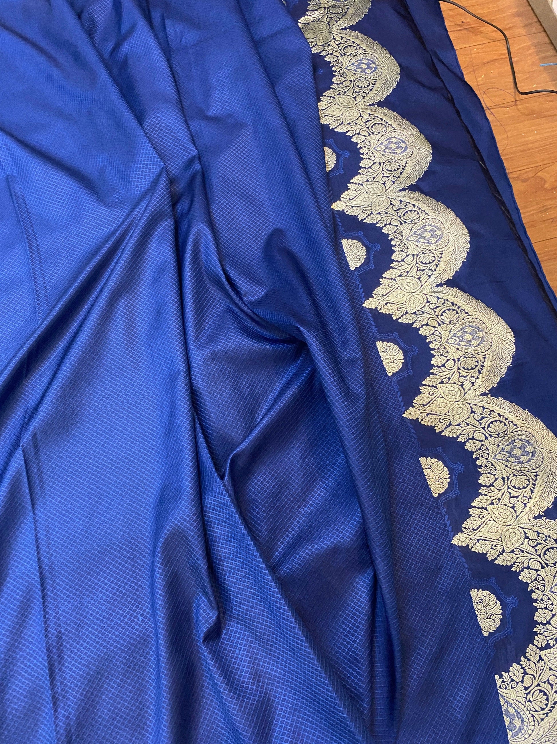 Handwoven Royal Blue Pure Banarasi Silk Sari by Shades Of Benares - banarasi - banarasi saree shop