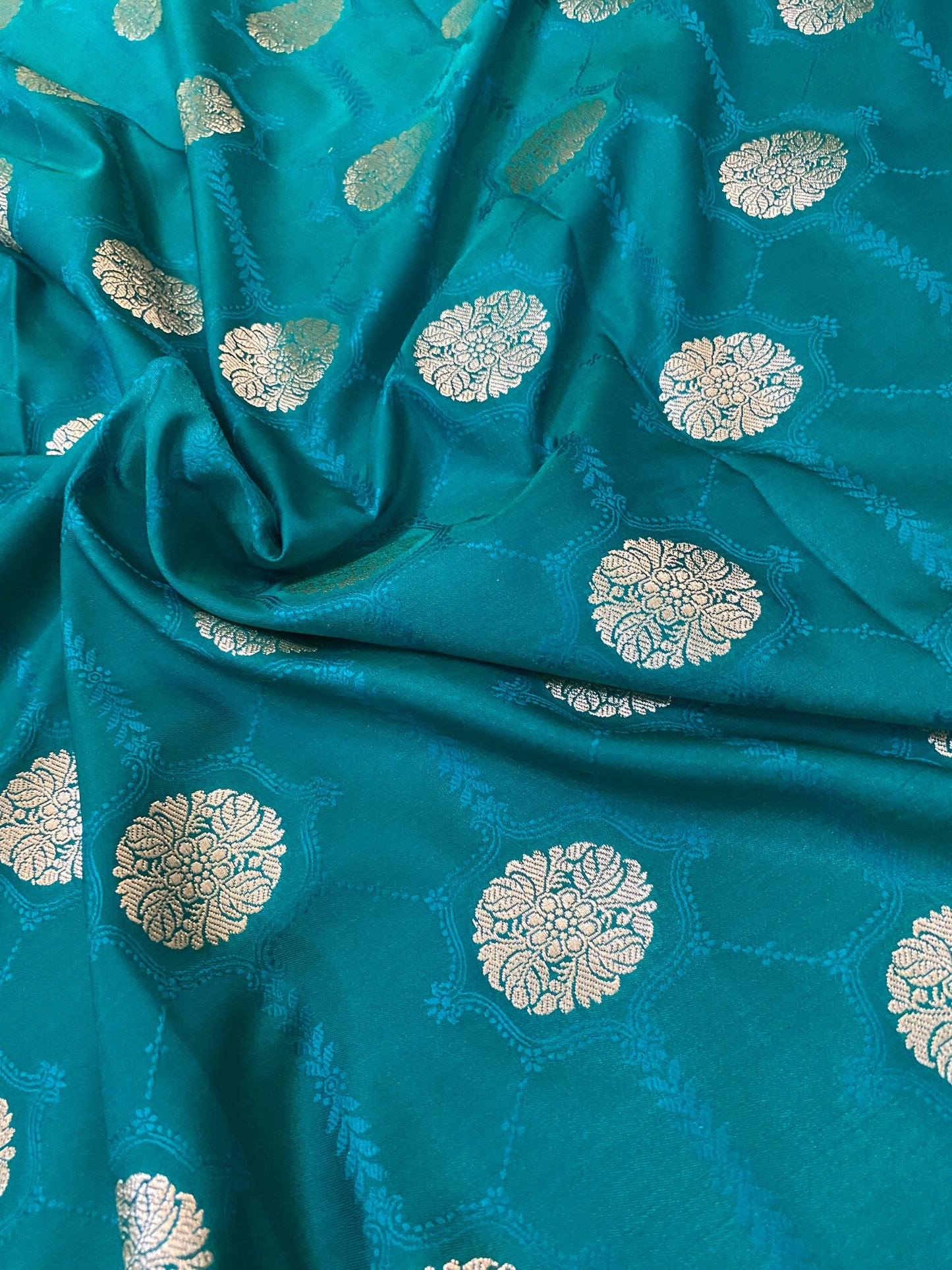 Handwoven Sea Green Pure Banarasi Silk Sari by Shades Of Benares - banarasi - banarasi saree shop