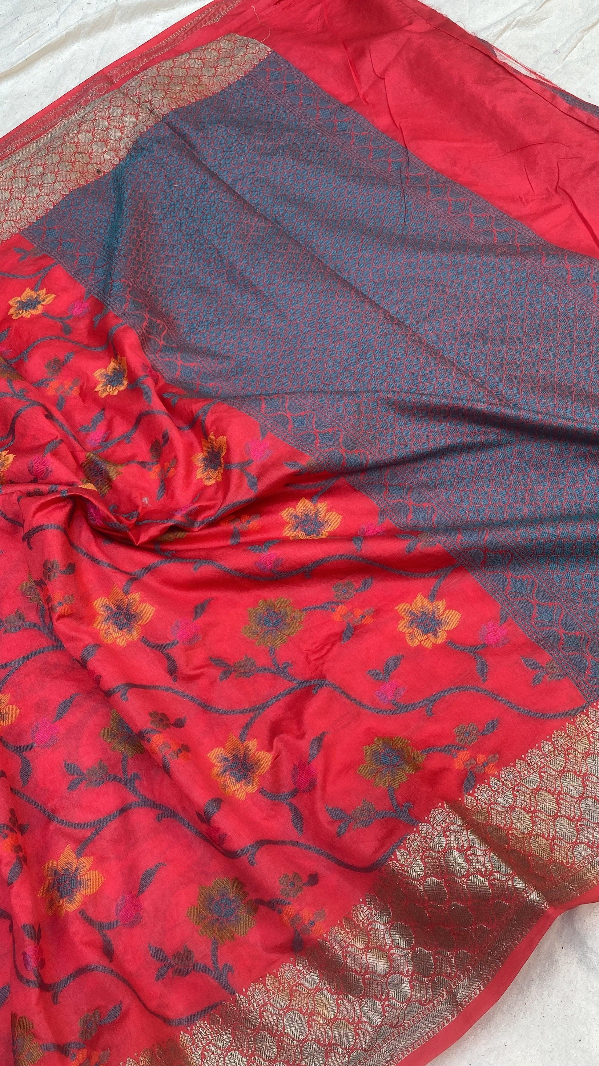 Handwoven Strawberry Pink Banarasi Silk Sari by Shades Of Benares - banarasi - banarasi saree shop