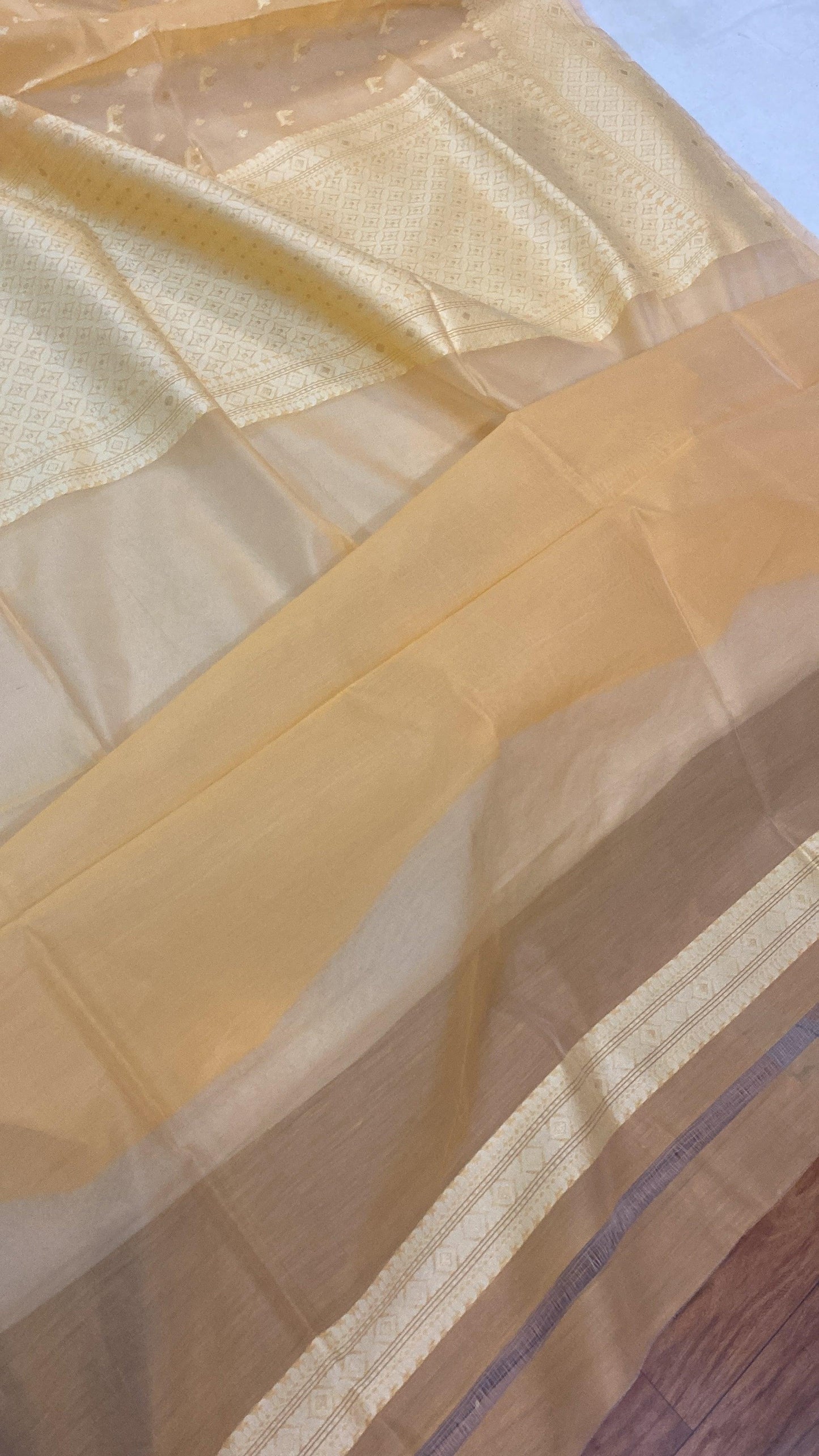 Handwoven Yellow Pure Banarasi Cotton Sari by Shades Of Benares - banarasi - banarasi saree shop