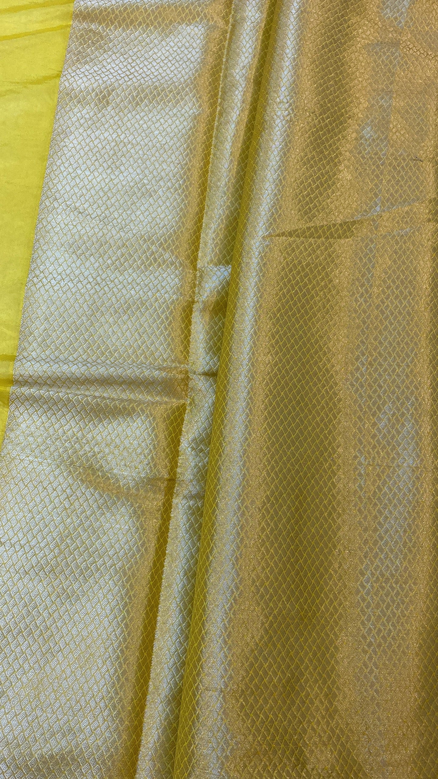 Handwoven Yellow Rangkaat Banarasi Silk Sari by Shades Of Benares - banarasi - banarasi saree shop