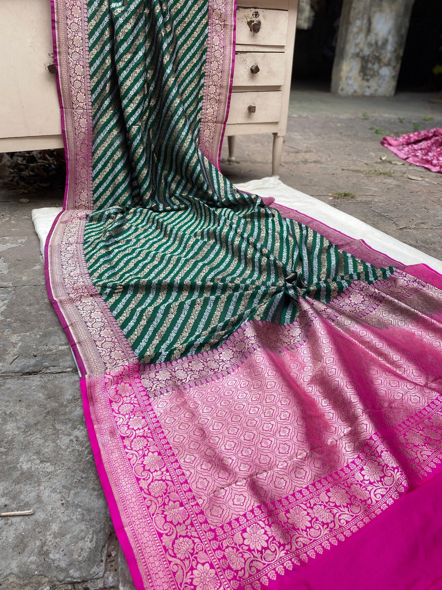 Kadhwa Green Pure Banarasi Silk Sari by Shades Of Benares - banarasi - banarasi saree shop