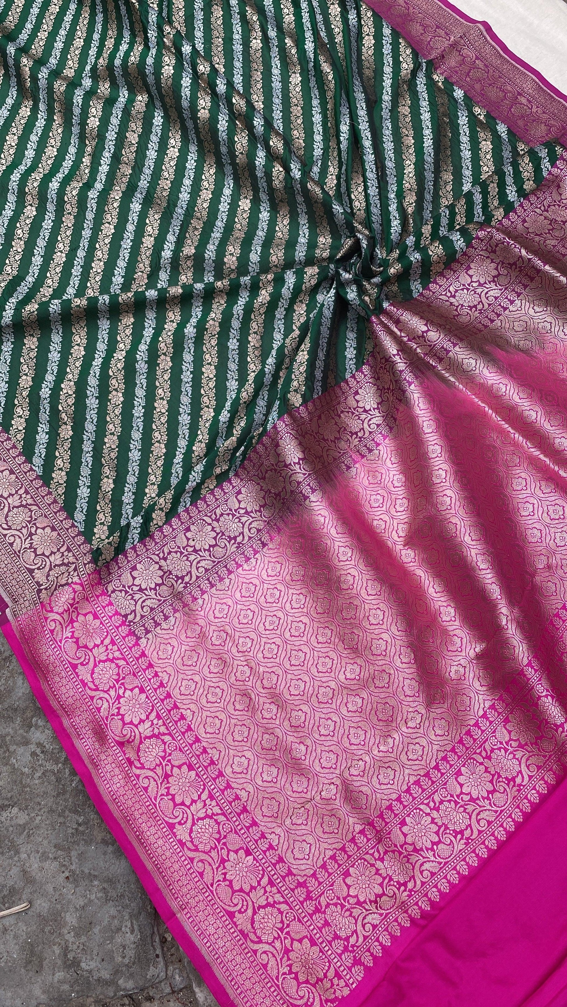 Kadhwa Green Pure Banarasi Silk Sari by Shades Of Benares - banarasi - banarasi saree shop