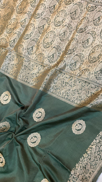 Kadhwa Pista Green Pure Banarasi Silk Sari by Shades Of Benares - banarasi - banarasi saree shop