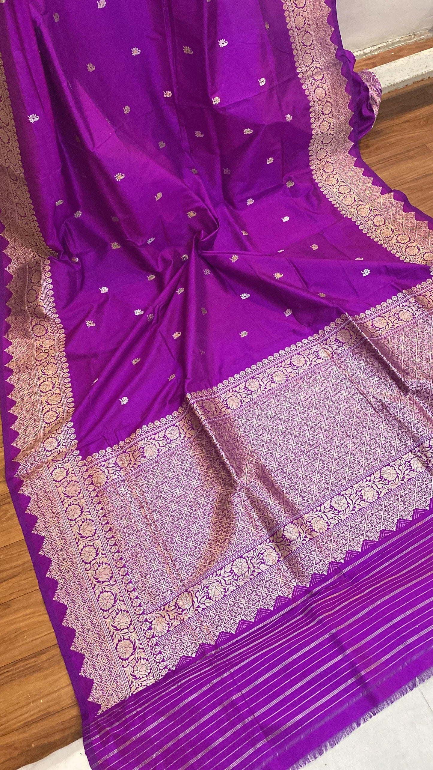 Kadhwa Purple Pure Banarasi Silk Sari by Shades Of Benares - banarasi - banarasi saree shop