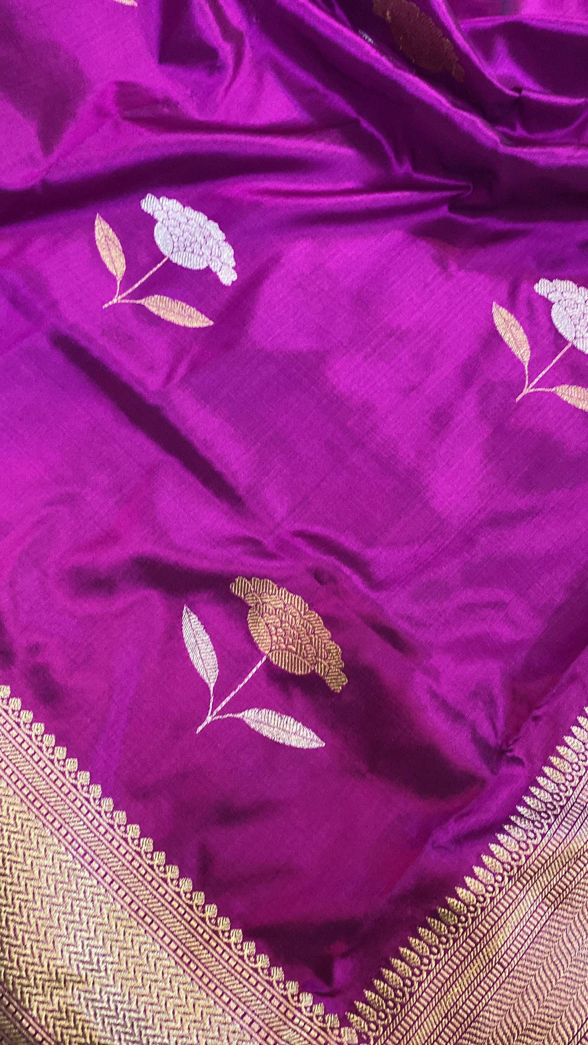 Kadhwa Purple Pure Banarasi Silk Sari by Shades Of Benares - banarasi - banarasi saree shop