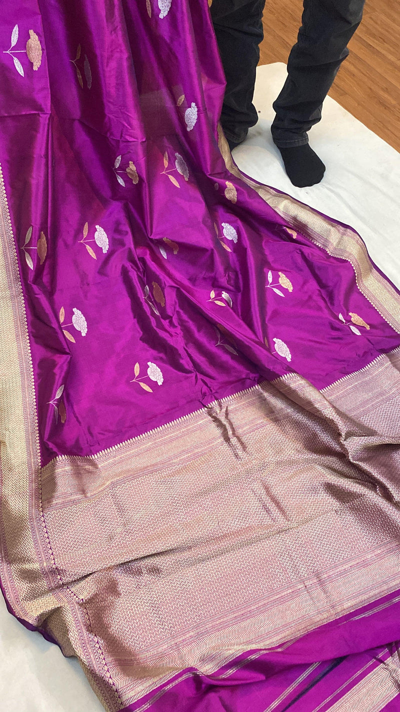Kadhwa Purple Pure Banarasi Silk Sari - Shades Of Benares