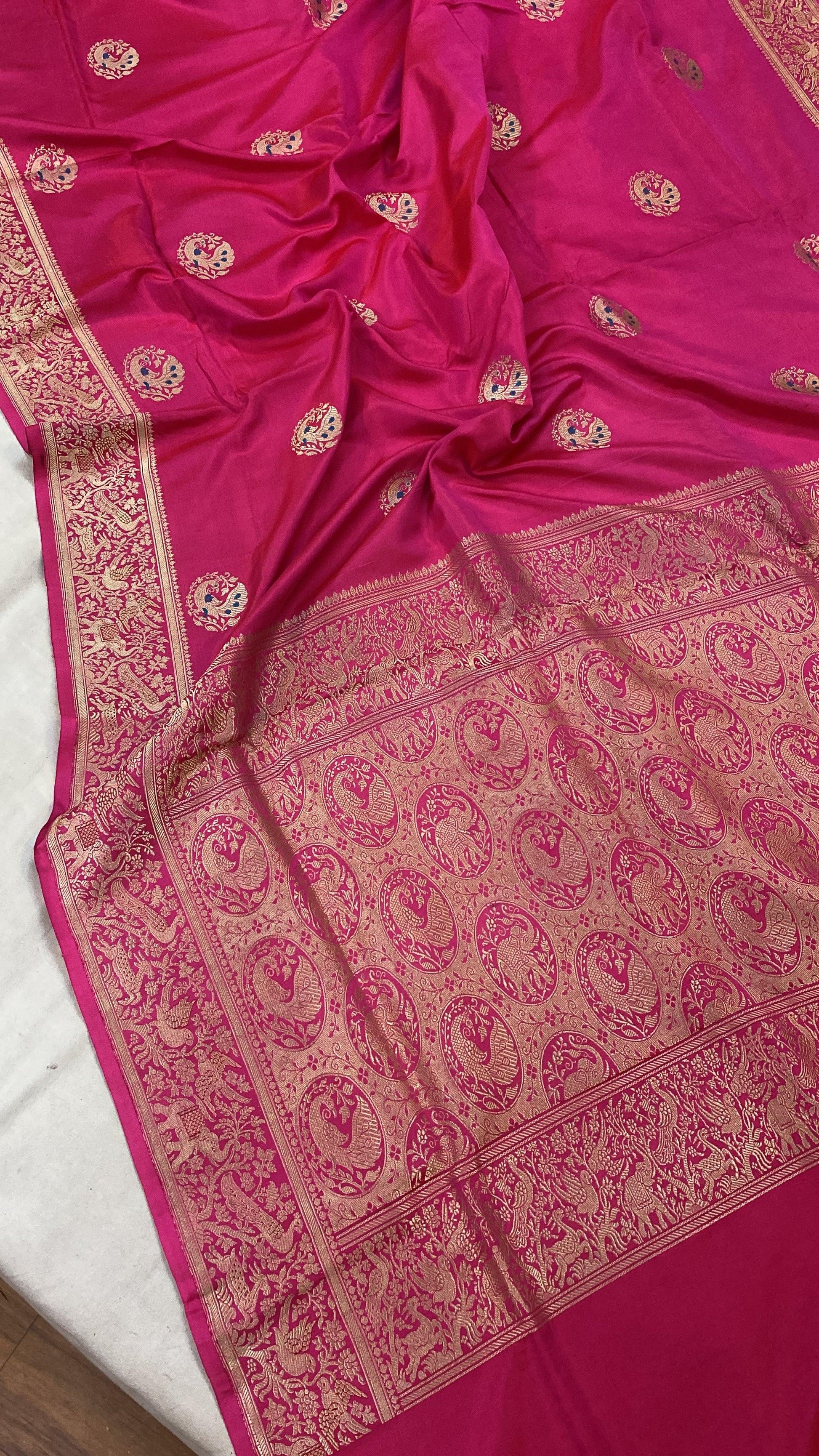 Kadhwa Rani Pink Pure Banarasi Silk Sari by Shades Of Benares - banarasi - banarasi saree shop