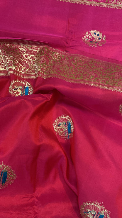 Kadhwa Rani Pink Pure Banarasi Silk Sari by Shades Of Benares - banarasi - banarasi saree shop