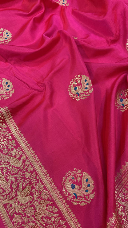 Kadhwa Rani Pink Pure Banarasi Silk Sari by Shades Of Benares - banarasi - banarasi saree shop