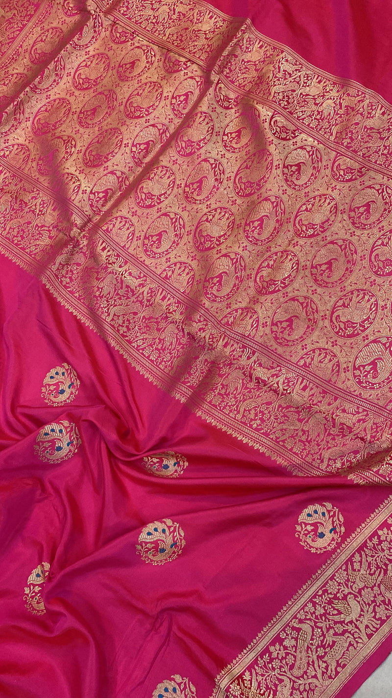 Kadhwa Rani Pink Pure Banarasi Silk Sari - Shades Of Benares