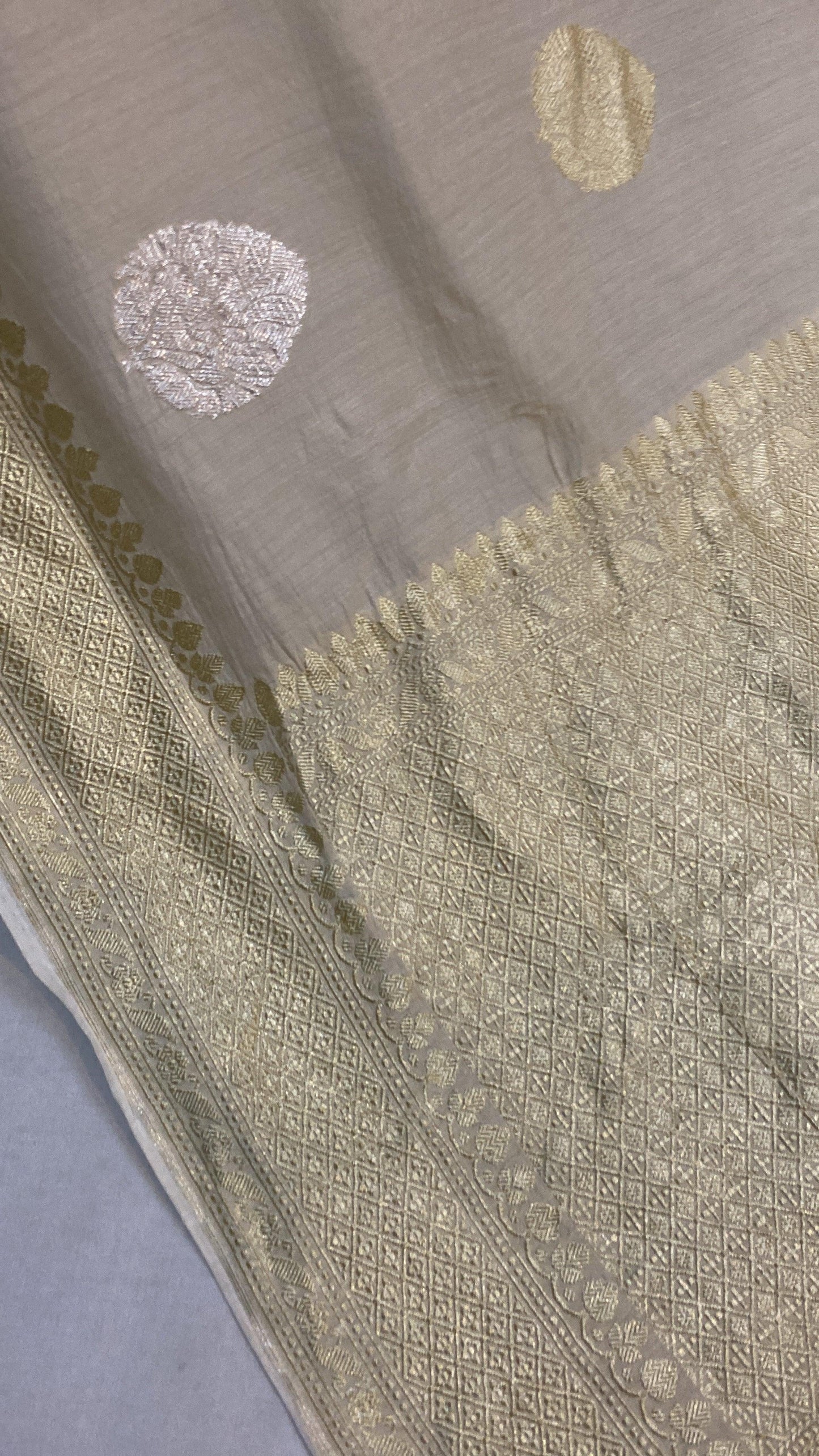 Kadhwa Tussar Pure Banarasi Moonga Silk Sari by Shades Of Benares - banarasi - banarasi saree shop