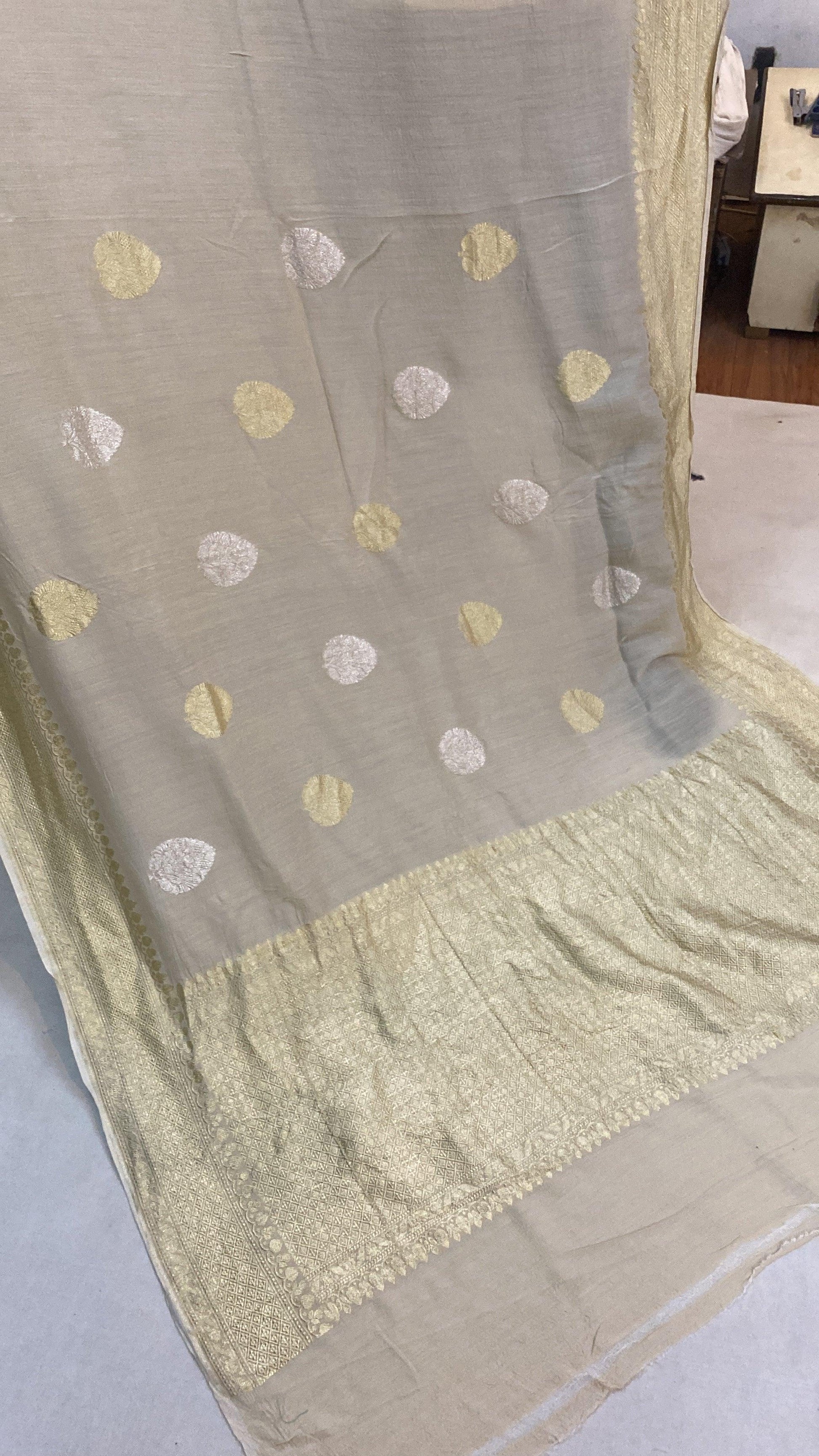 Kadhwa Tussar Pure Banarasi Moonga Silk Sari by Shades Of Benares - banarasi - banarasi saree shop