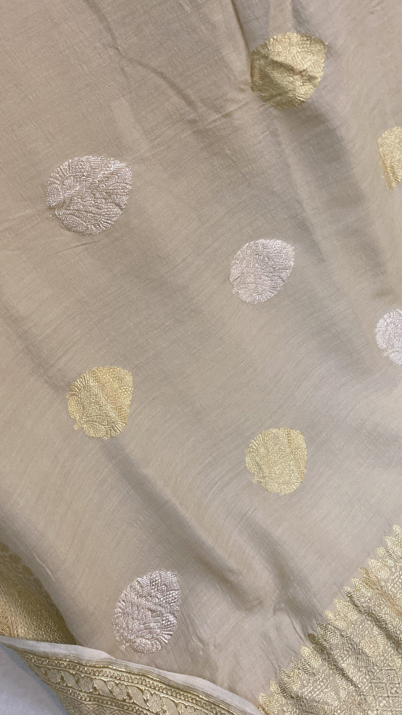 Kadhwa Tussar Pure Banarasi Moonga Silk Sari by Shades Of Benares - banarasi - banarasi saree shop