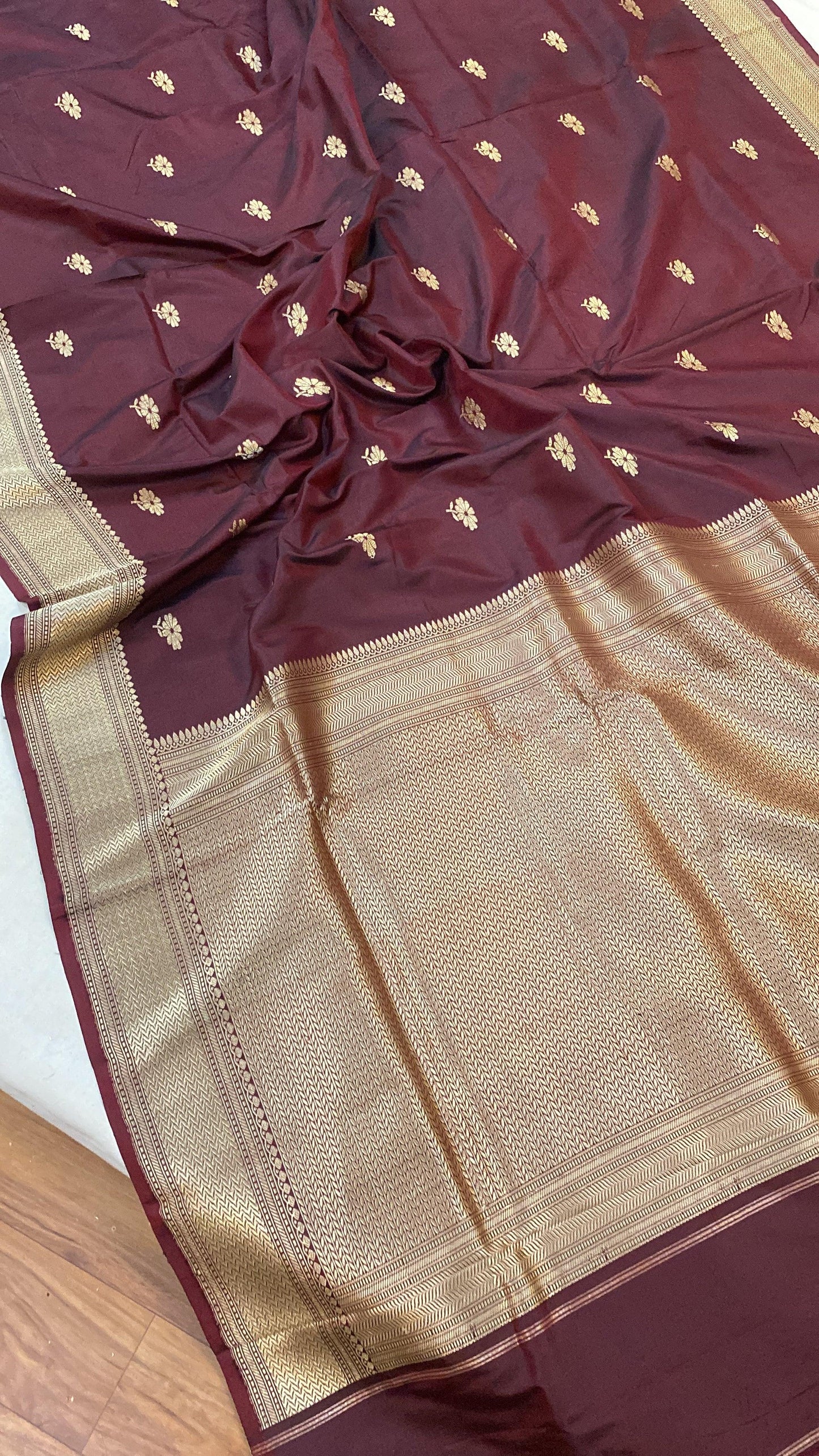 Kadhwa Wine Pure Banarasi Silk Sari by Shades Of Benares - banarasi - banarasi saree shop