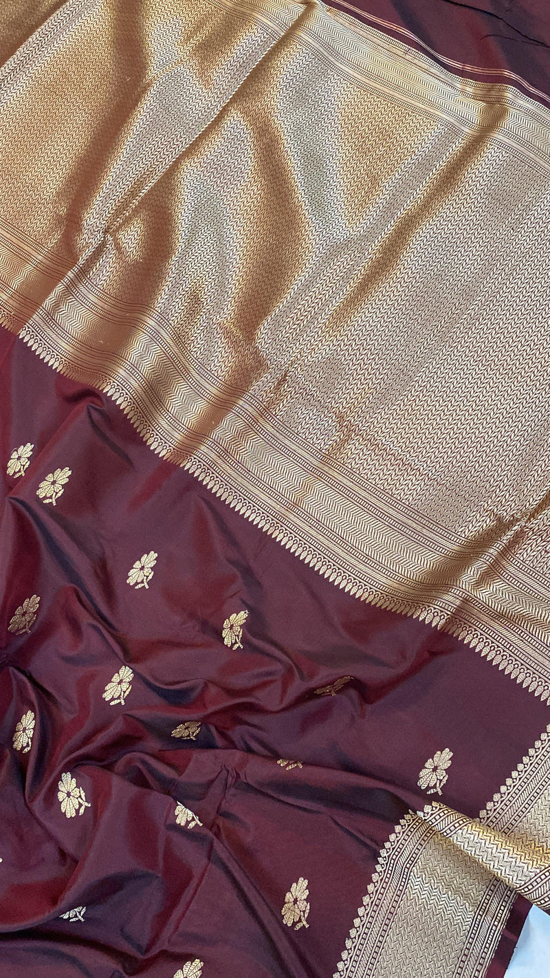 Kadhwa Wine Pure Banarasi Silk Sari by Shades Of Benares - banarasi - banarasi saree shop