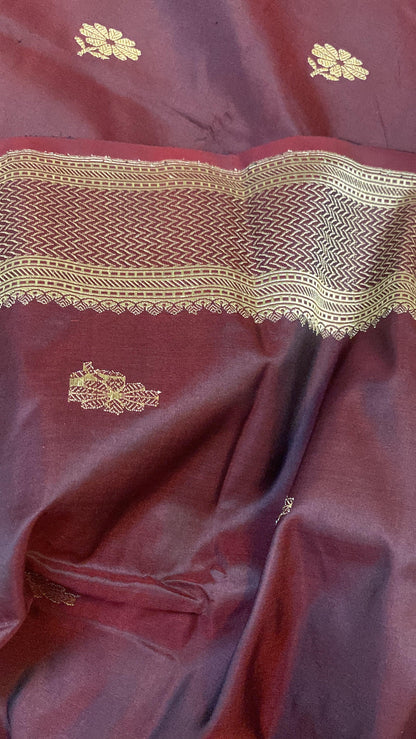 Kadhwa Wine Pure Banarasi Silk Sari by Shades Of Benares - banarasi - banarasi saree shop