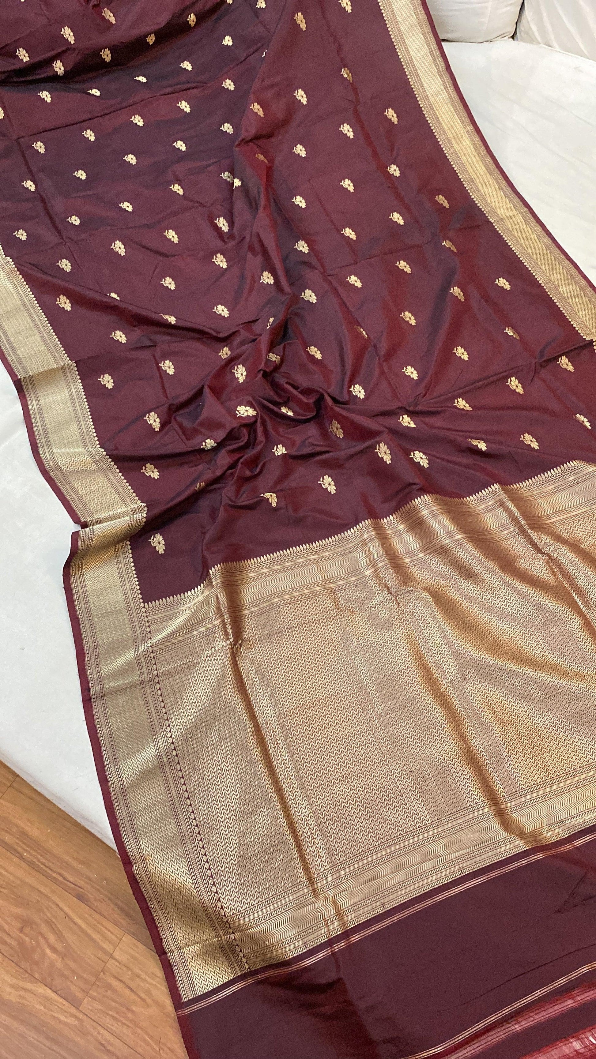 Kadhwa Wine Pure Banarasi Silk Sari by Shades Of Benares - banarasi - banarasi saree shop