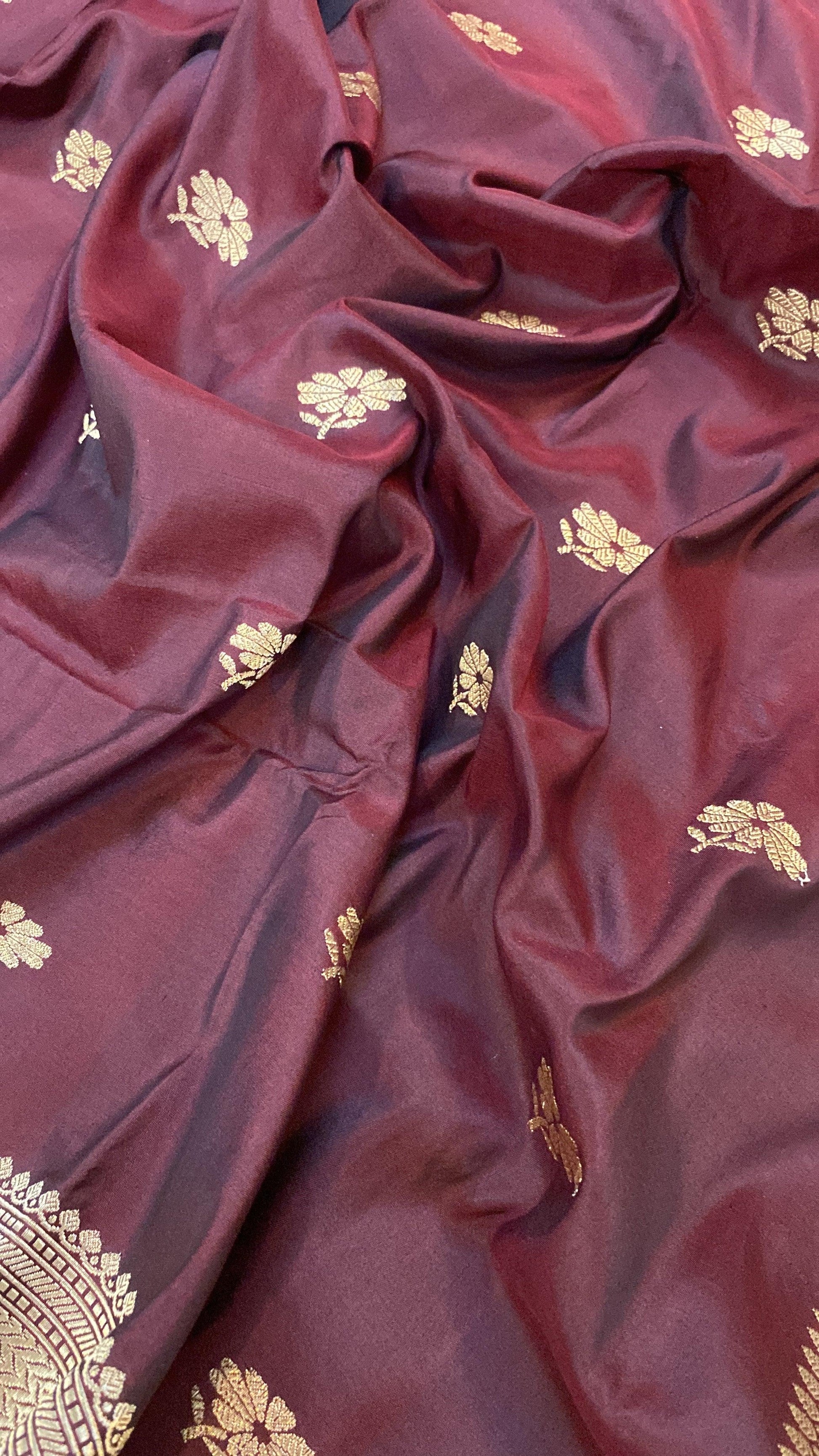 Kadhwa Wine Pure Banarasi Silk Sari by Shades Of Benares - banarasi - banarasi saree shop