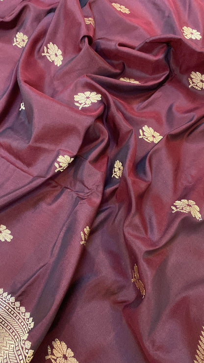 Kadhwa Wine Pure Banarasi Silk Sari by Shades Of Benares - banarasi - banarasi saree shop