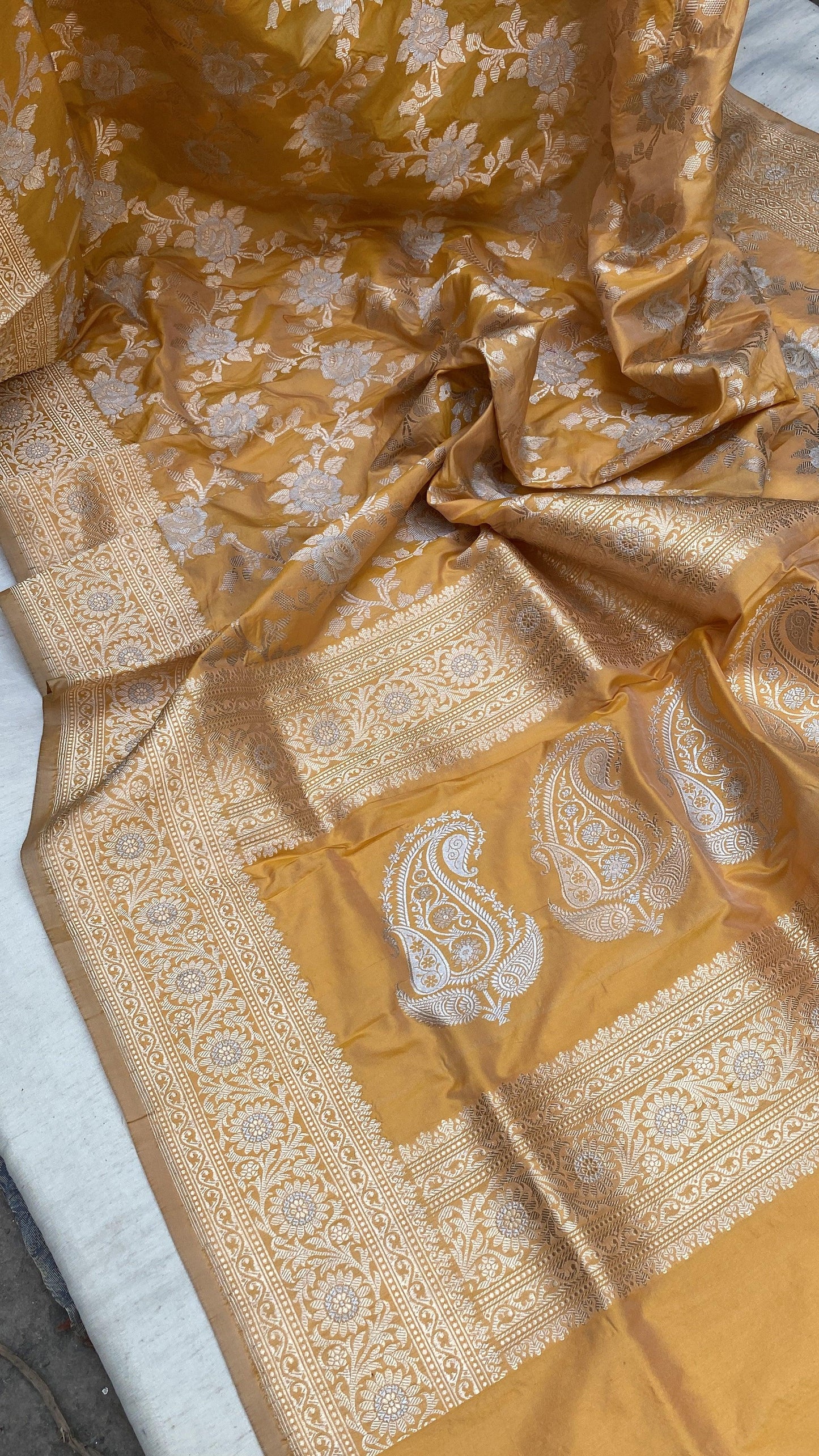 Kadhwa Yellow Pure Banarasi Silk Sari by Shades Of Benares - banarasi - banarasi saree shop