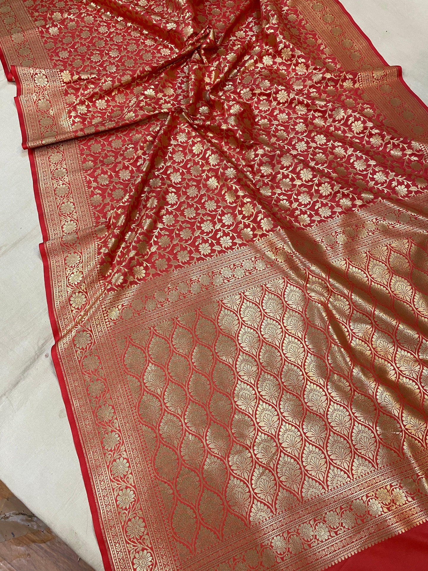 Luxurious Handloom Katan Uppada Silk Banarasi Saree by Shades Of Benares - banarasi - banarasi saree shop