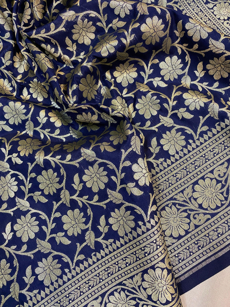 Luxurious Handwoven Katan Uppada Silk Banarasi Saree - Shades Of Benares