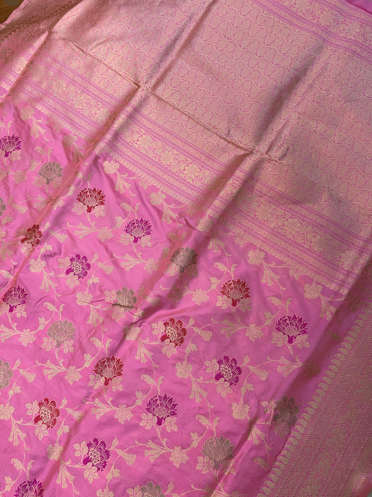 Luxurious Minakari Pink Kadhwa Handloom Banarasi Pure Silk Saree by Shades Of Benares - banarasi - banarasi saree shop