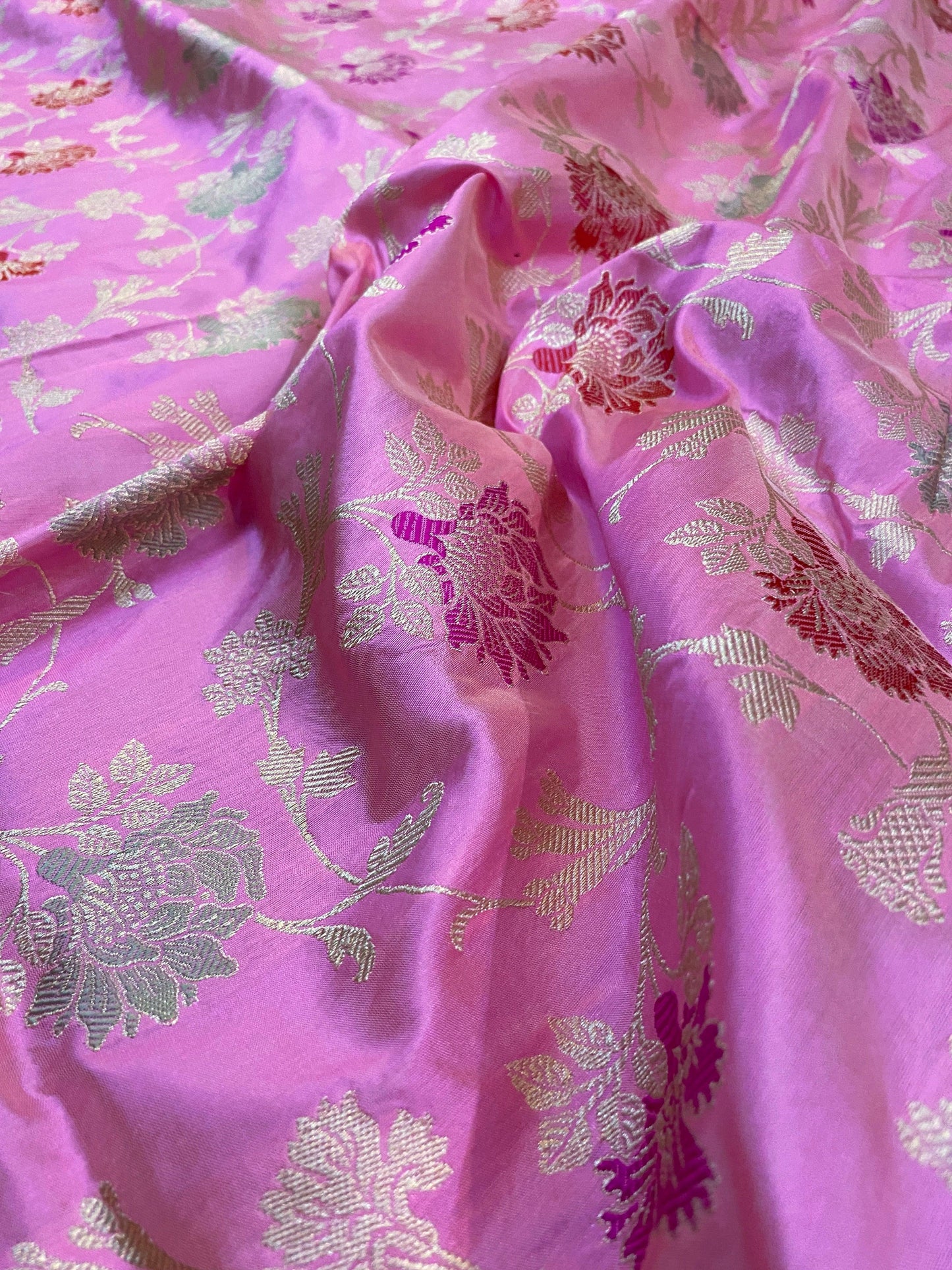 Luxurious Minakari Pink Kadhwa Handloom Banarasi Pure Silk Saree by Shades Of Benares - banarasi - banarasi saree shop