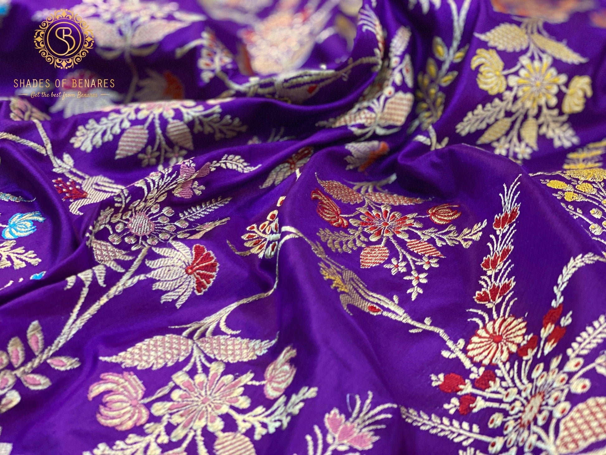 Luxury Redefined: Minakari Purple Kadhwa Handloom Banarasi Pure Silk Saree by Shades Of Benares - banarasi - banarasi saree shop