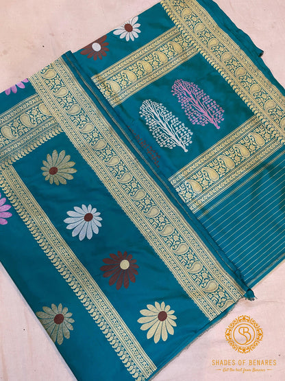 Luxury Redefined: Minakari Sea Green Kadhwa Banarasi Pure Silk Saree by Shades Of Benares - banarasi - banarasi saree shop