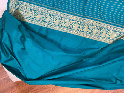 Luxury Redefined: Minakari Sea Green Kadhwa Banarasi Pure Silk Saree by Shades Of Benares - banarasi - banarasi saree shop