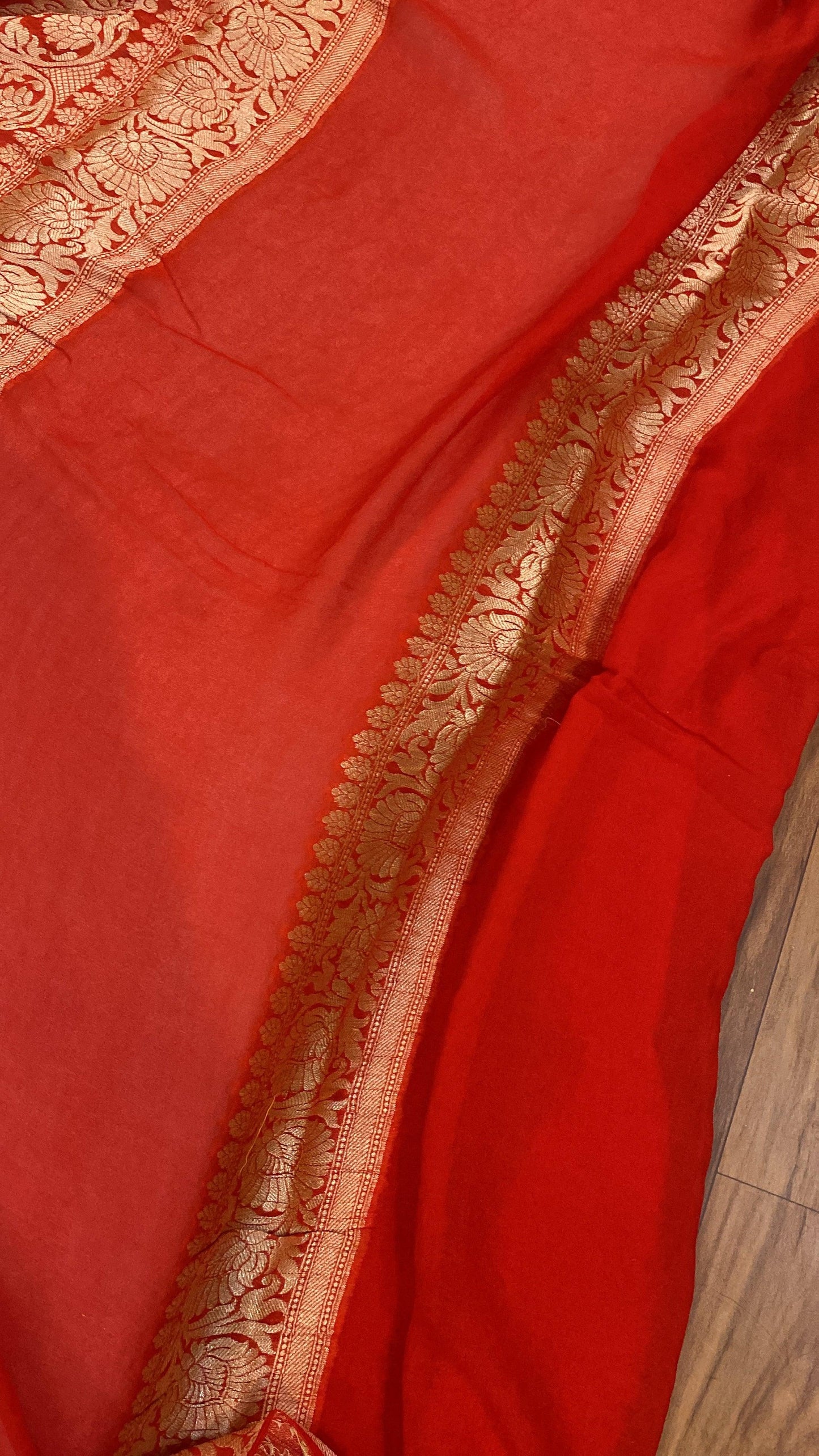 Maroon Pure Khaddi Georgette Banarasi Sari by Shades Of Benares - banarasi - banarasi saree shop