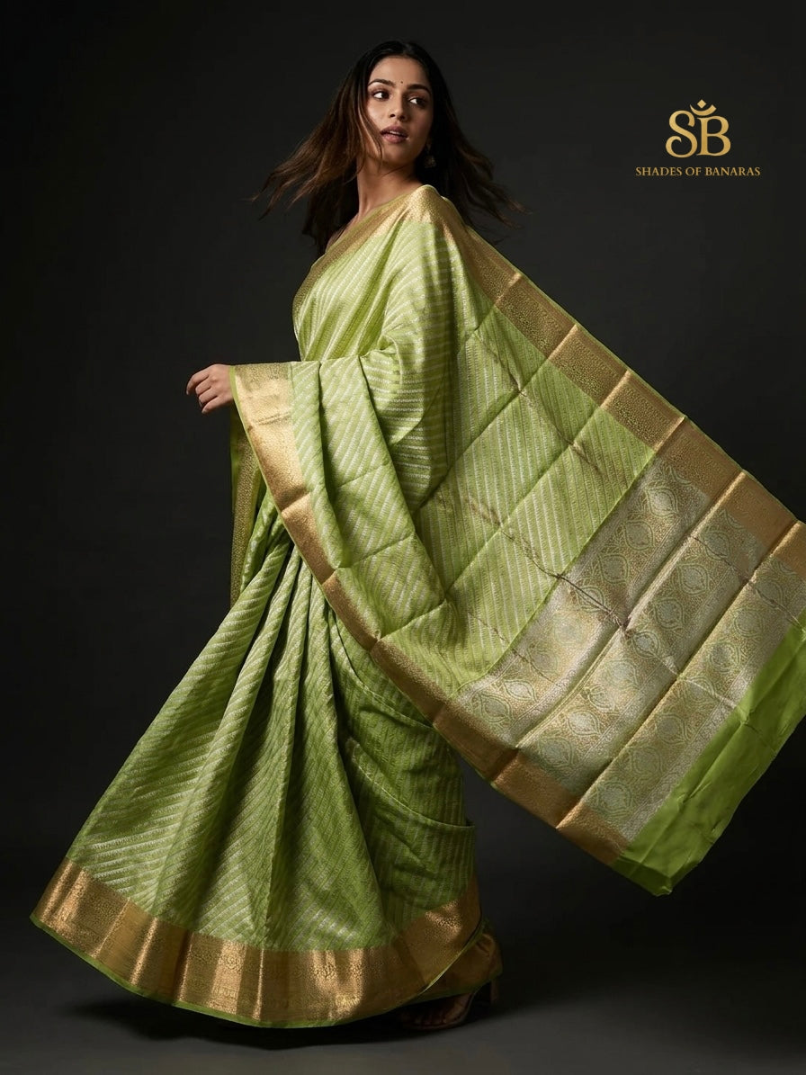 Meadow Green Signature Handloom Silk Brocade Banarasi Saree